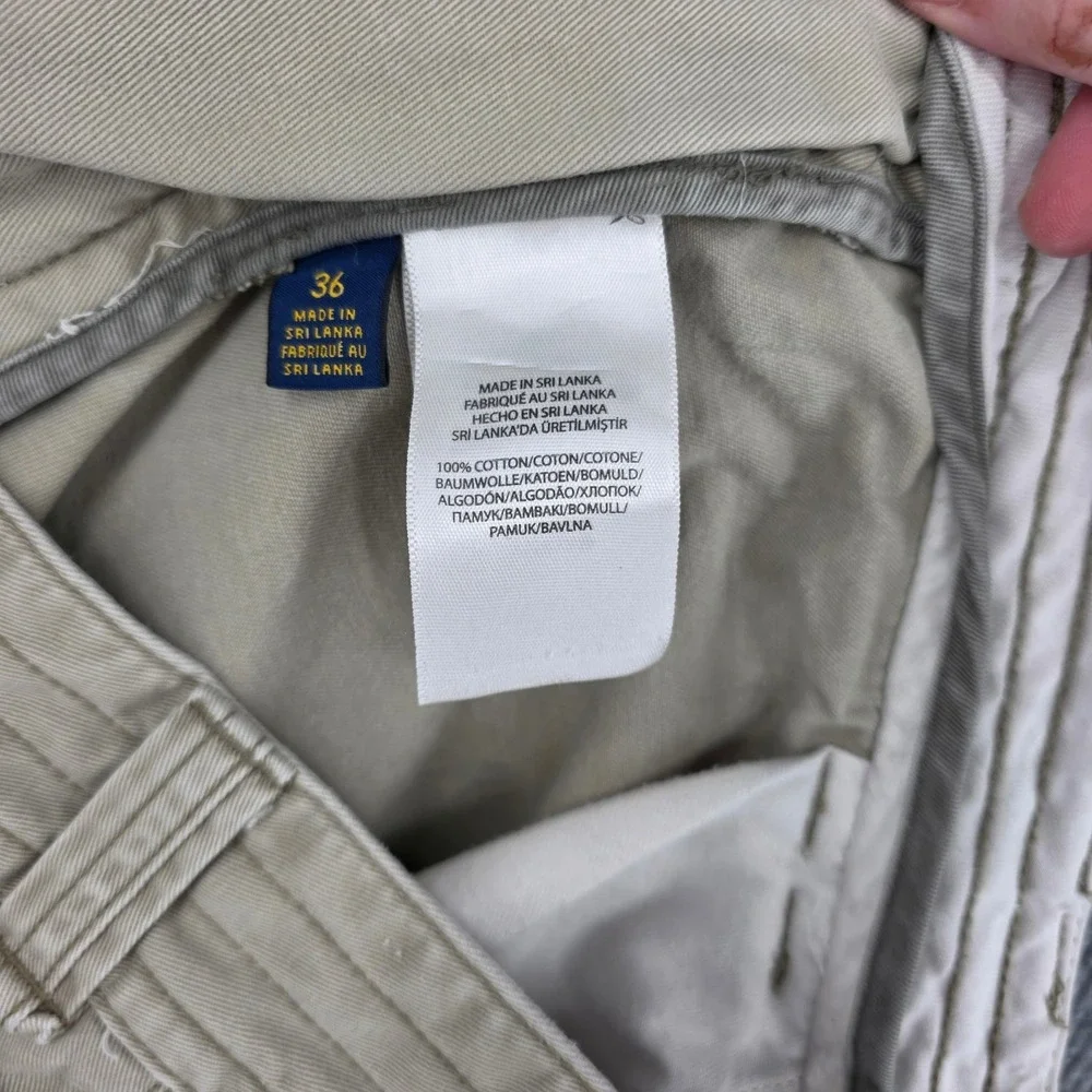 Polo Ralph Lauren Mens Khaki Tan Cotton Twill Cargo Shorts Size 36 Relaxed Fit